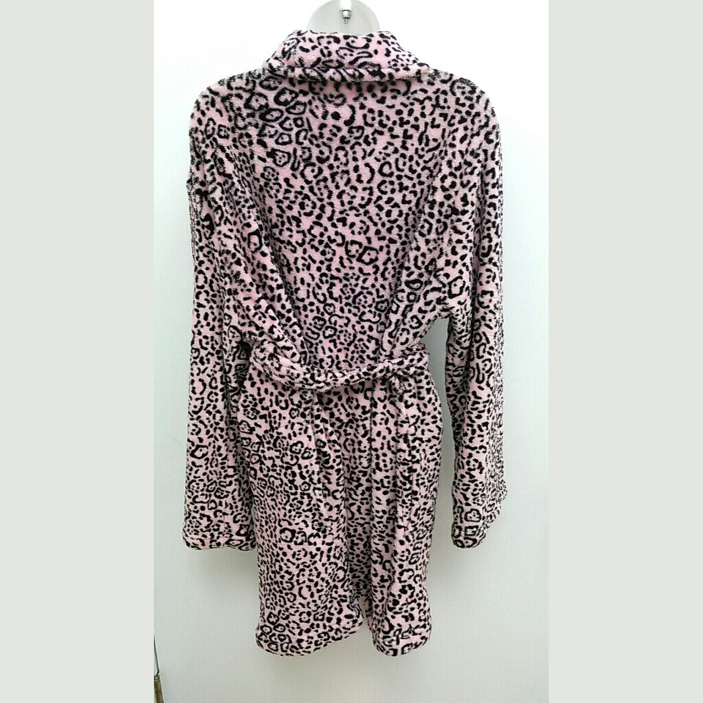 Pink Black Cheetah Leopard Plush Robe Sz Large/XL - Picture 2 of 3